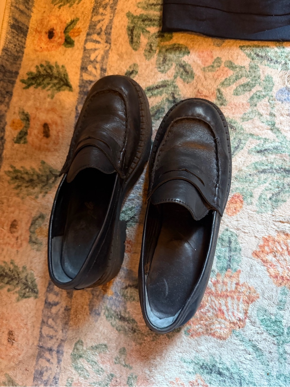 FREE PEOPLE Classic Women’s Black Leather Chunky Slip-On Loafers